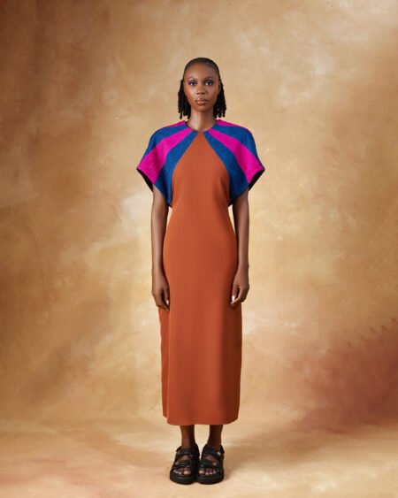 Cape-Sleeve Midi Dress