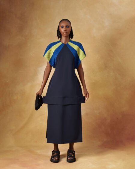 Cape-Sleeve Drop-Waist Dress